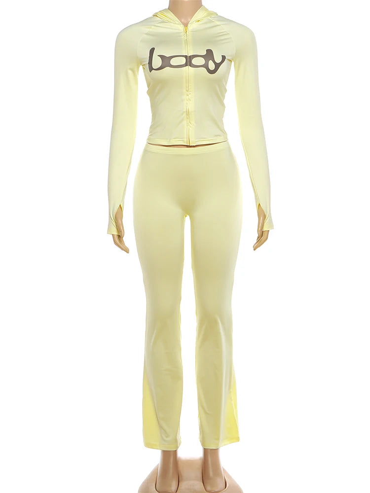 Tuta Due Pezzi Da Donna Con Giacca Cappuccio E Leggings Abbinati Slim Fit Streetwear Sportivo