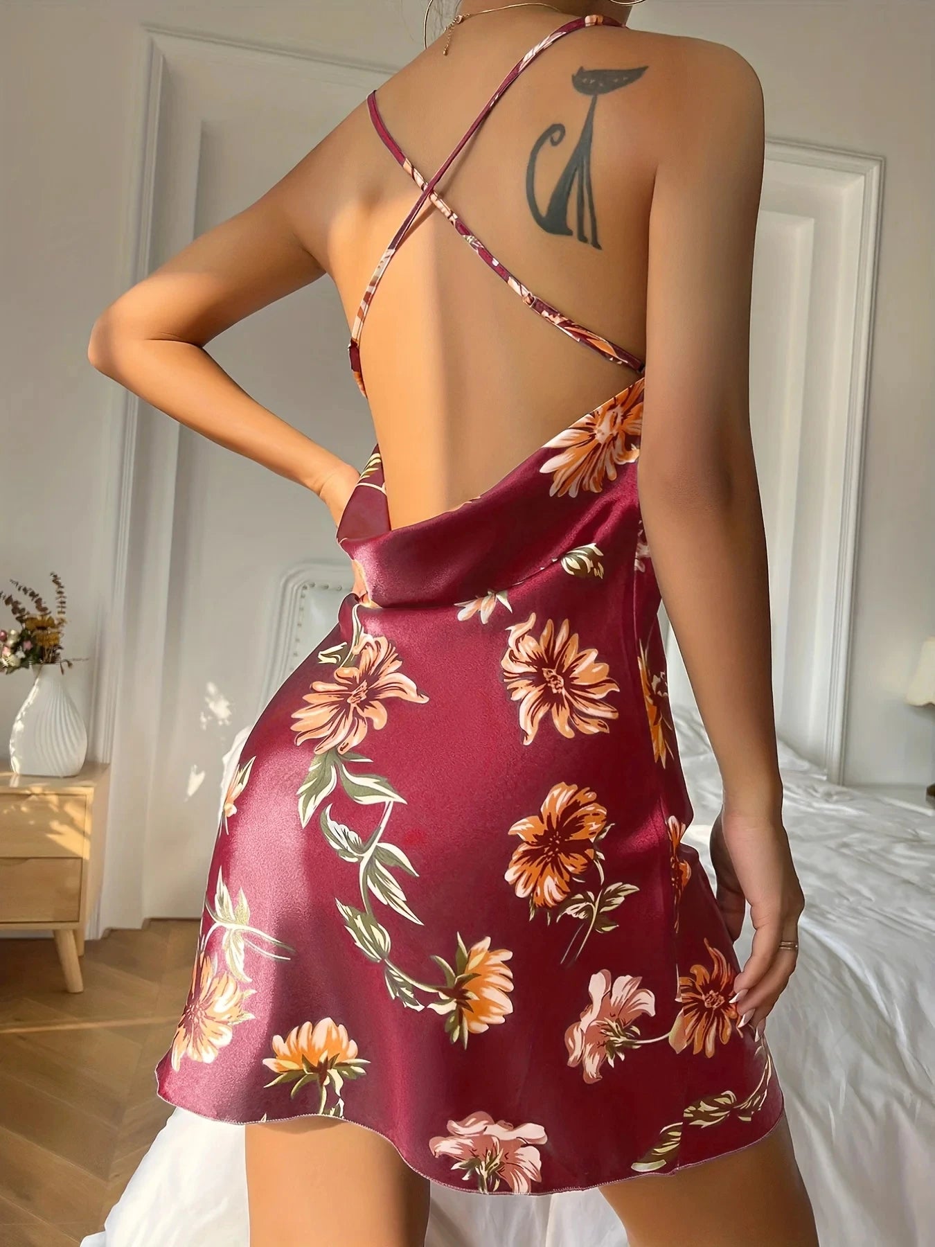 Abito Sottoveste Estivo Midi Traspirante Per Donne Con Spalline Sottili E Spacco Retro Effetto Seta Ghiaccio