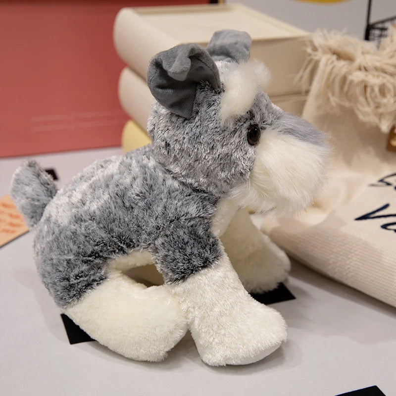Peluche Schnauzer Cane Morbido 22 30 40 Cm Imbottito Tenero Per Bambini Regalo Natale