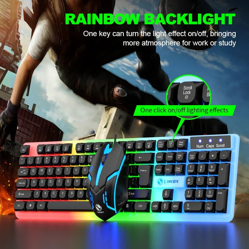NG GTX350 Tastiera Da Gioco E Mouse Combo USB Cablata Con Retroilluminazione LED Per PC Desktop Nero