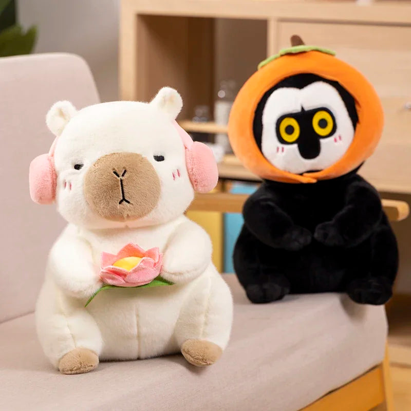 Simpatico Peluche Capibara Che Tiene Fiore Di Loto Morbido Giocattolo Per Bambini Regalo Compleanno Natale
