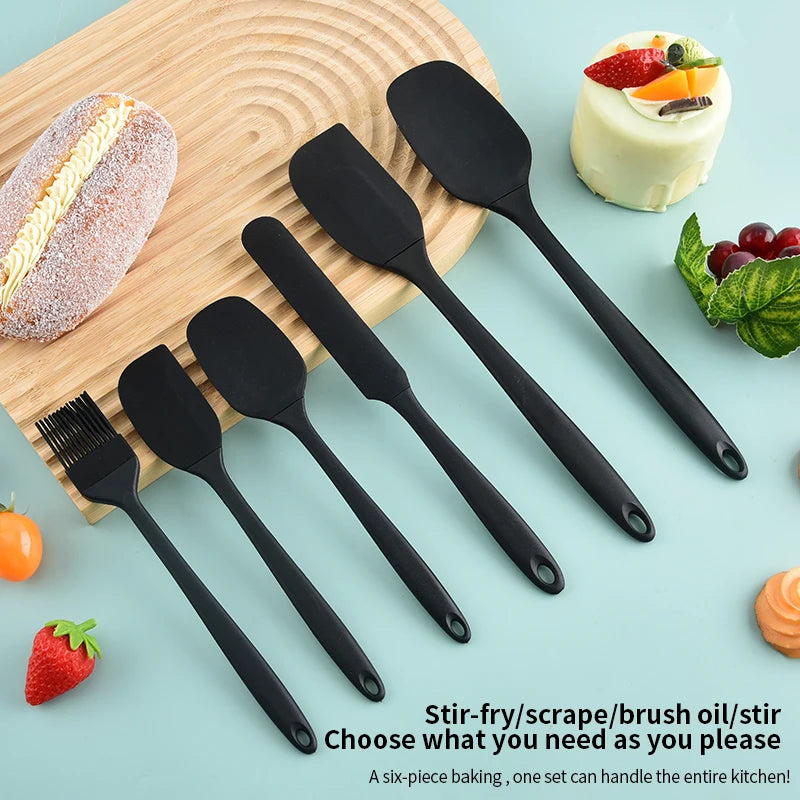 Set Di Utensili Da Cucina In Silicone Sei Pezzi Con Spatola Raschietto Integrato Per Crema Spazzola Per Olio