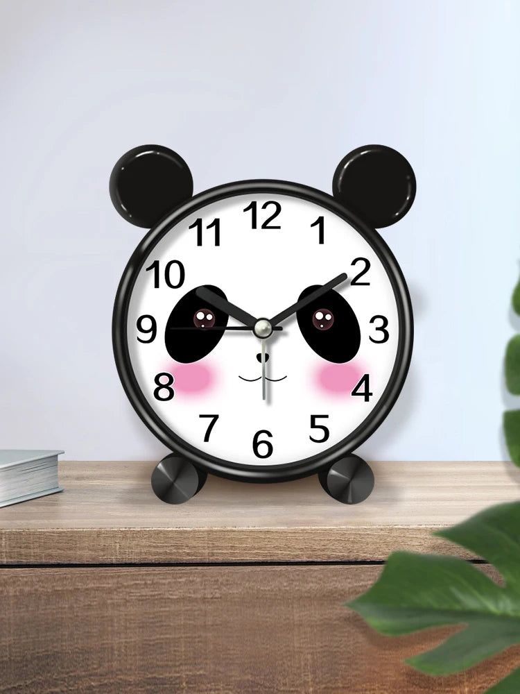Sveglia Educativa per Bambini Carina Rotonda Silenziosa per Camera da Letto Desktop Decorazione Animale