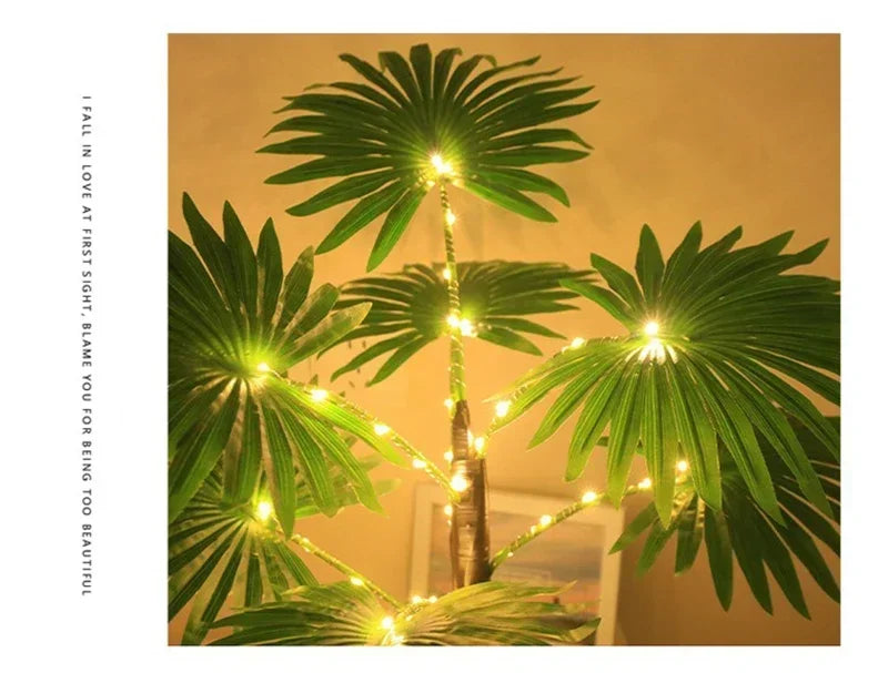 Lampada Da Tavolo LED Palma USB Pianta Artificiale 55 Cm Decorativa Luci Da Scrivania Per Casa E Letto