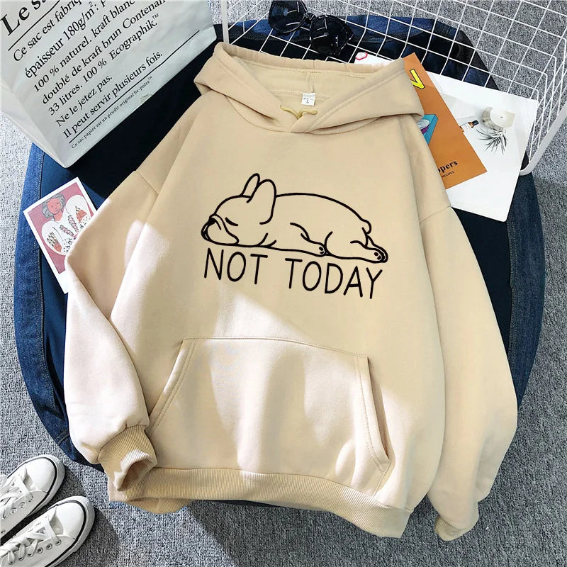 Felpe Con Cappuccio Vintage Stampa Cani Francesi Donna Casual Grafiche Streetwear Anni 90 Autunno Inverno Kawaii
