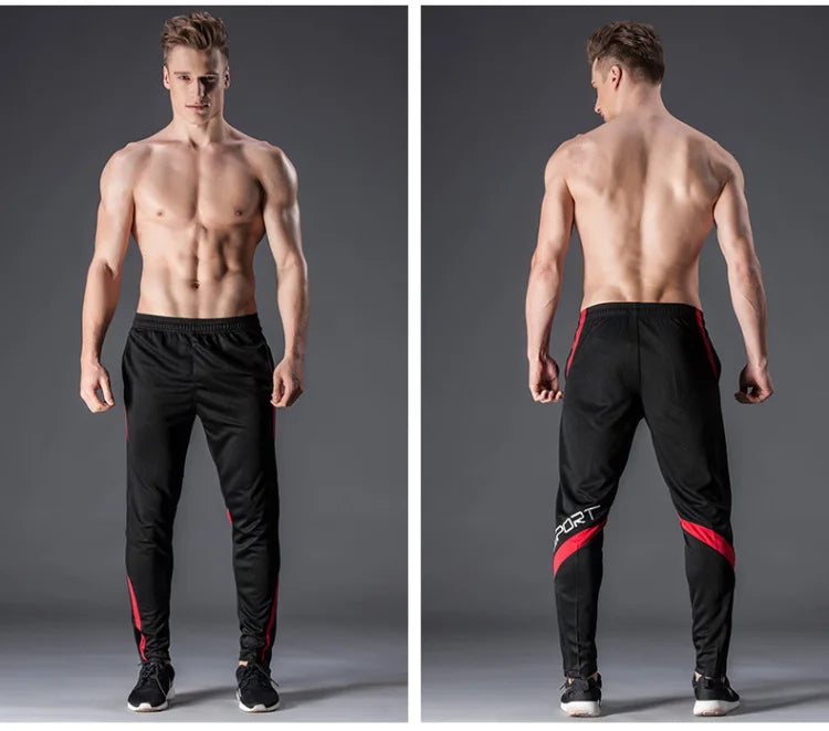 Pantaloni sportivi da corsa da uomo con tasche con cerniera Pantaloni da jogging da calcio Pantaloni sportivi da allenamento Pantaloni da calcio da basket Pantaloni da allenamento da uomo