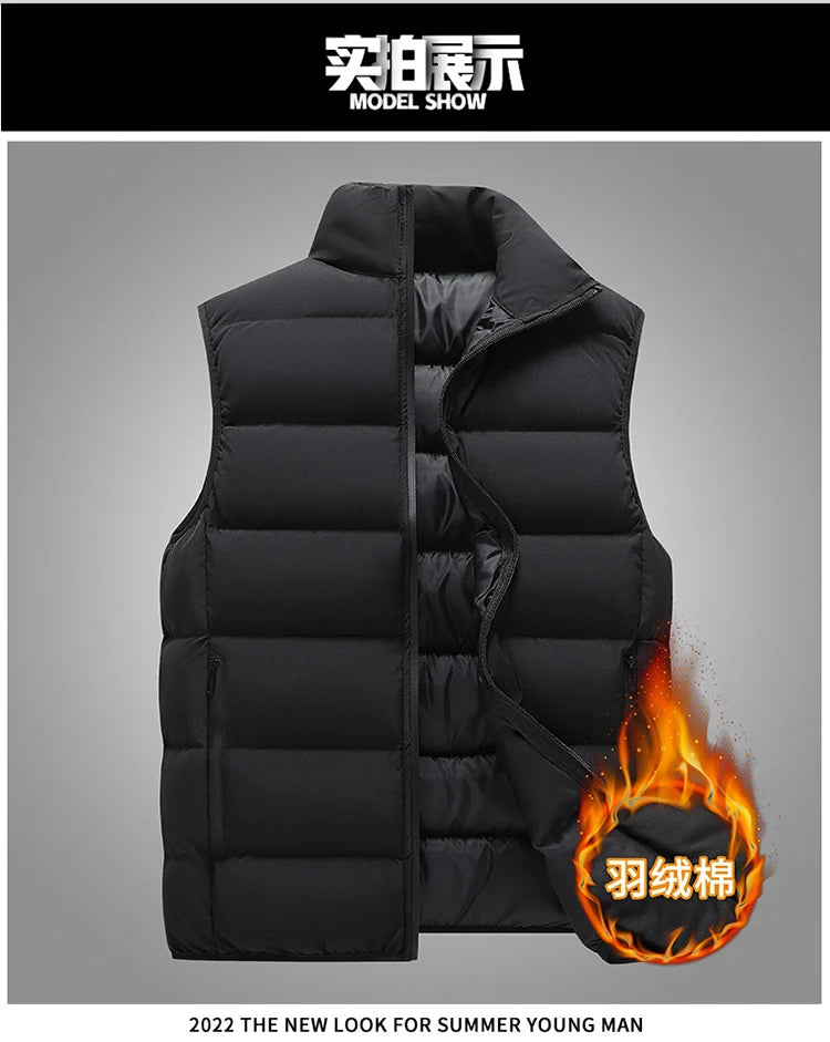 Gilet da Uomo con Colletto Rialzato Mandarino Elegante e Casual per Abiti Autunnali Invernali Spesso Caldo