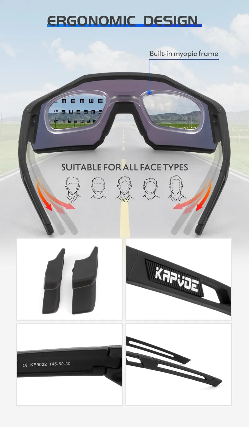 Kapvoe Occhiali Da Ciclismo Polarizzati UV400 Leggeri Per Bici Strada MTB Attrezzatura Sportiva