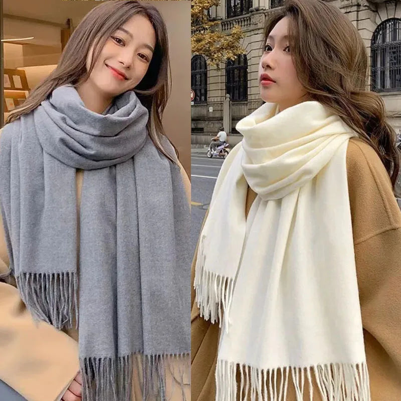 Sciarpa Nera In Lana E Cashmere Donna Calda E Morbida A Quadretti Inverno Autunno Dalla Forma Classica XWJ07