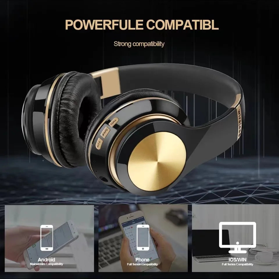 Auricolare Bluetooth T5 Pieghevole Con Microfono Integrato Per PC Gaming E Assistente Vocale Wireless E Cablate 3,5 Mm
