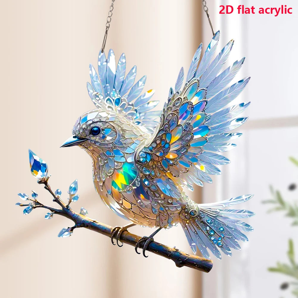 Finestra 2D Con Macchie Di Uccelli Graziosi Ciondolo Artistico Per Cucina E Soggiorno Cartello Con Ghirlanda Halloween