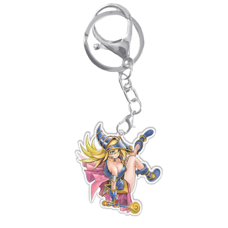 Portachiavi YuGiOh Mago Nero Ragazza Acrilico Ciondolo Zaino Decorazione Giocattolo Anime Regalo
