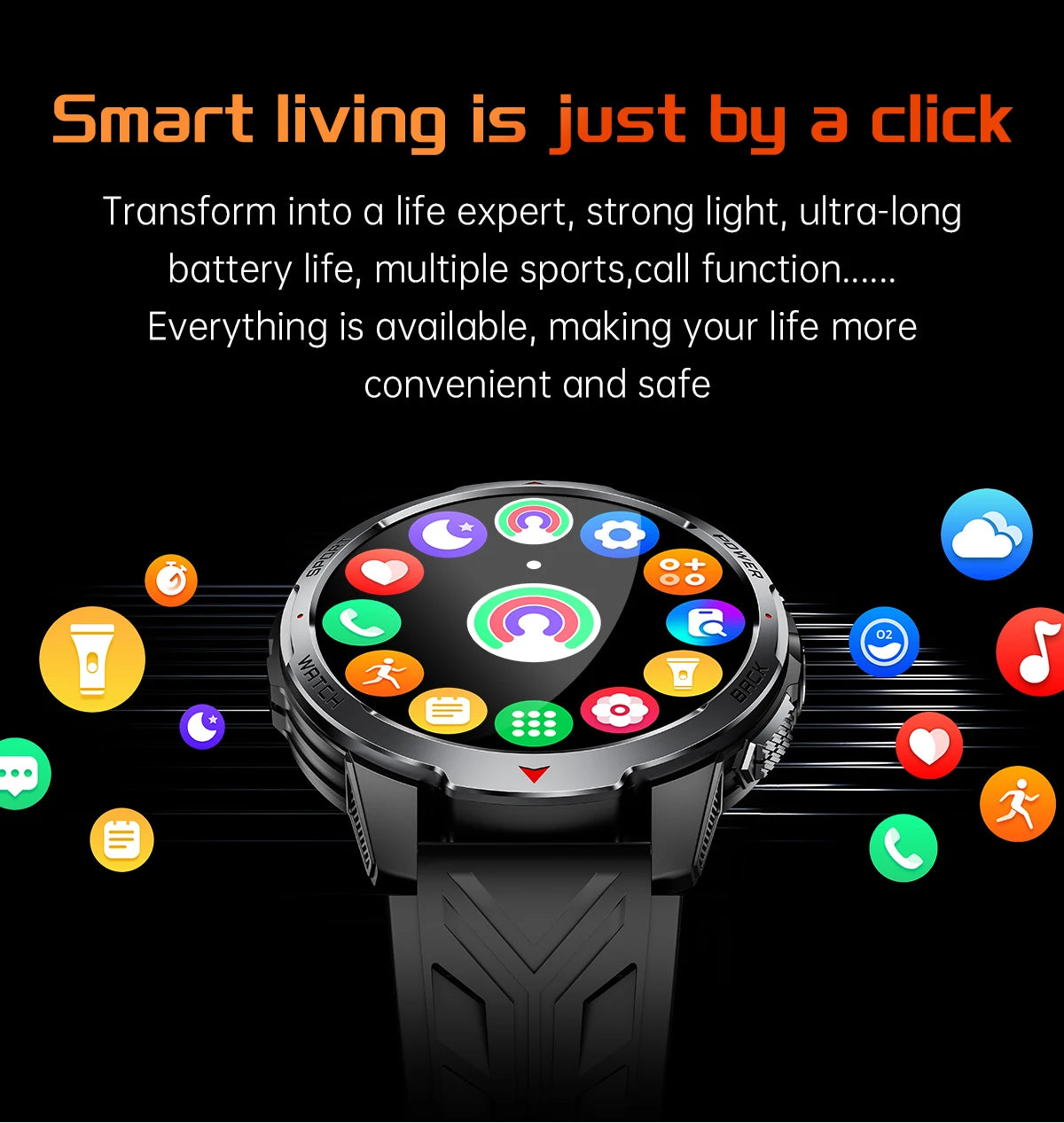 LIGE Smartwatch Da Uomo Bluetooth Chiamata Impermeabile 3ATM Batteria 1100mAh Bussola Esterna Per Sport Fitness