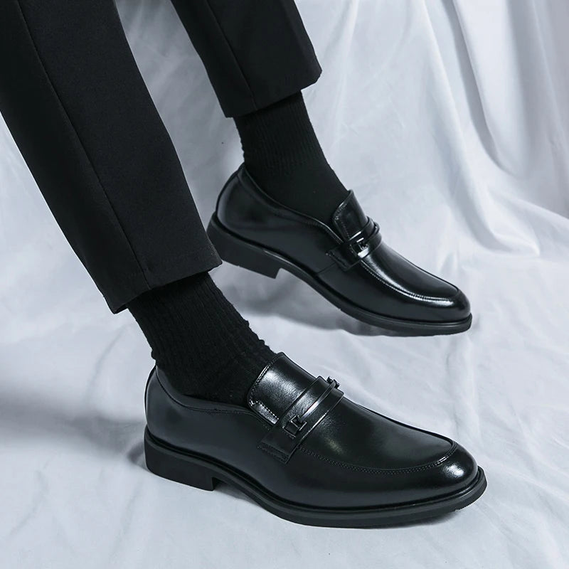 Scarpe Formali In Pelle Da Uomo Mocassini Slip On Classico Punta Tonda Traspirante Antiscivolo Per Ufficio Matrimonio