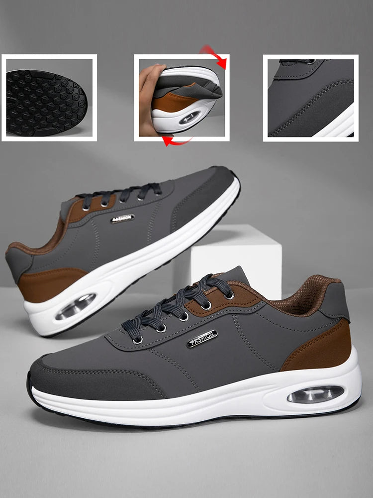 Scarpe Sportive Da Uomo Impermeabili In Pelle Casual Antiscivolo Da Passeggio E Tennis Con Aumento Di Altezza