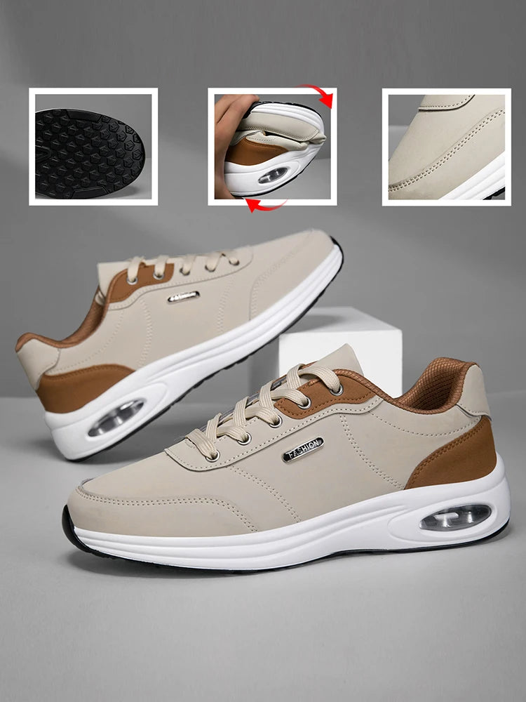 Scarpe Sportive Da Uomo Impermeabili In Pelle Casual Antiscivolo Da Passeggio E Tennis Con Aumento Di Altezza