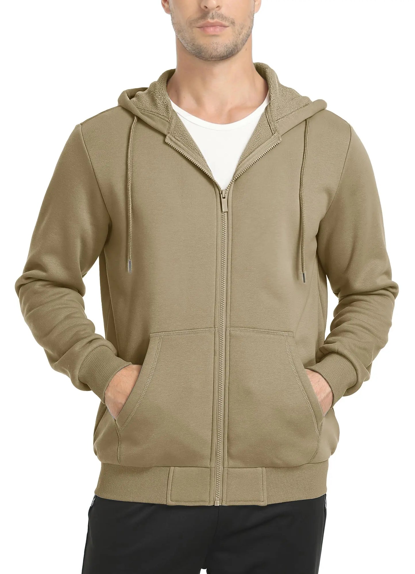 Tacvasen Felpa Con Cappuccio Uomo In Pile Con Tasche Grandi Con Zip Intera Casual Sportivo Per Running Escursionismo