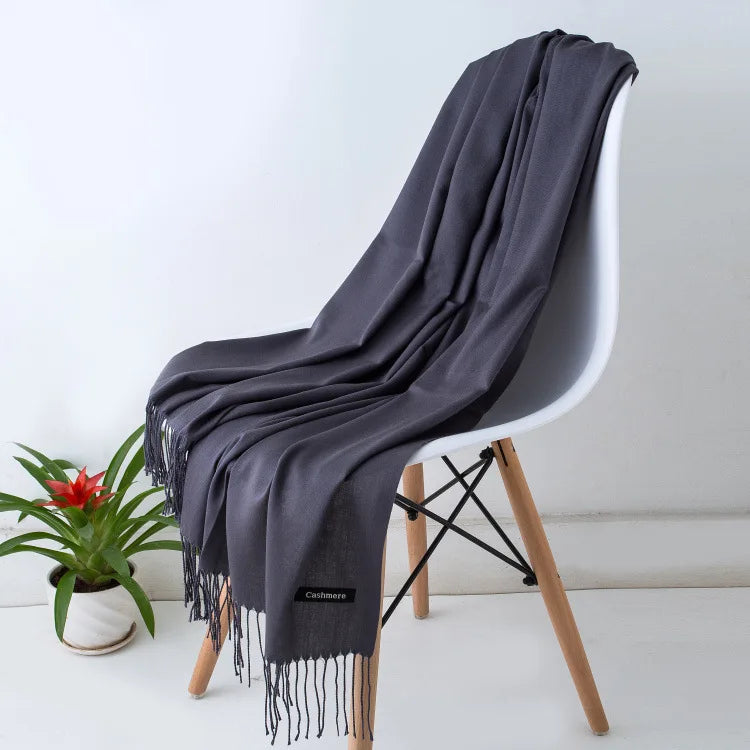 Sciarpa di Pashmina da Donna Morbida Cashmere Foulard Viaggio Ufficio Inverno Caldo Hijab Solido Avvolge Bandana