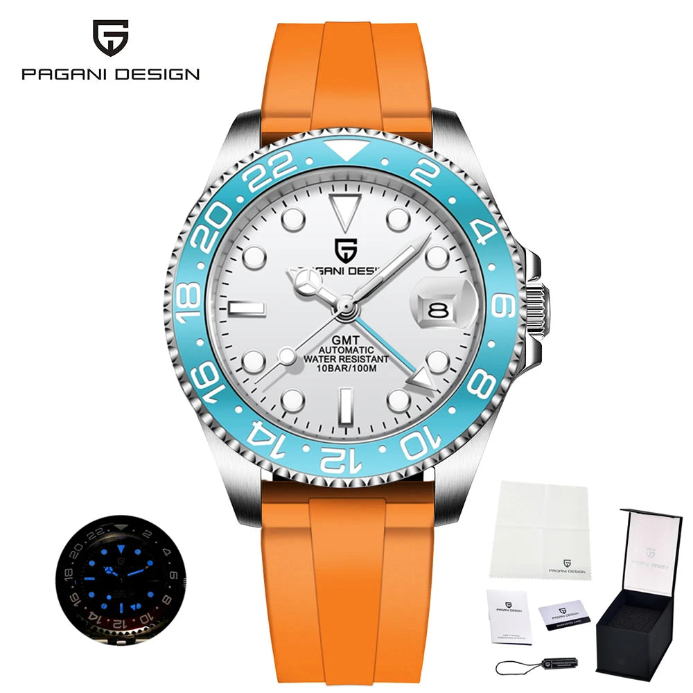 Pagani Design Orologio Esterno Alta Gamma 8215 Meccanico Automatico Impermeabile Cinturino Gomma Luminoso Sportivo Uomo