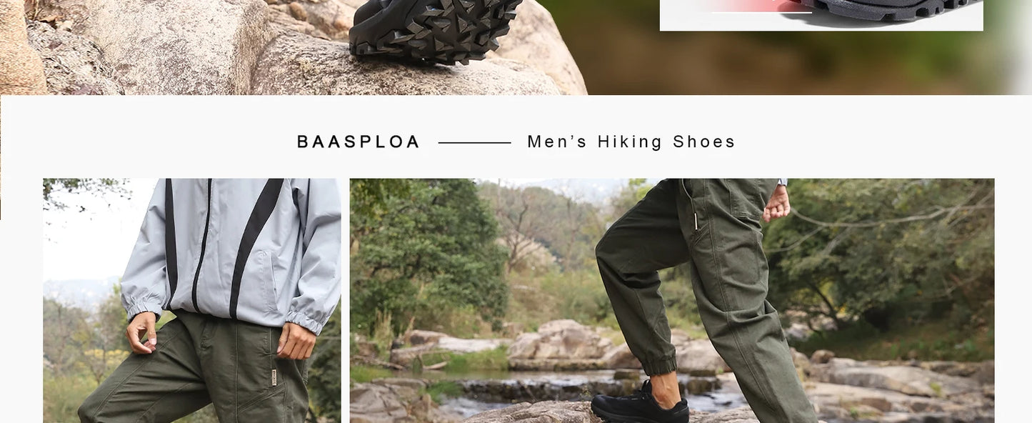 Baasploa Scarpe Da Trekking Uomo Traspiranti In Rete Antiscivolo Elevazione Comfort Outdoor