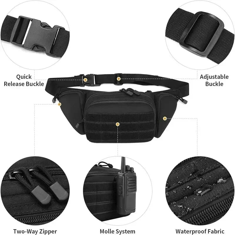 Marsupio Tattico Multifunzionale Unisex in Nylon Borsa a Tracolla per Escursionismo ad Alta Capacità