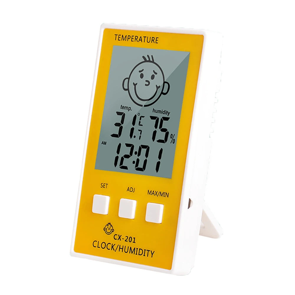 CX 201 Termometro Digitale 3 In 1 Igrometro Orologio Elettronico Interno Monitor Umidità