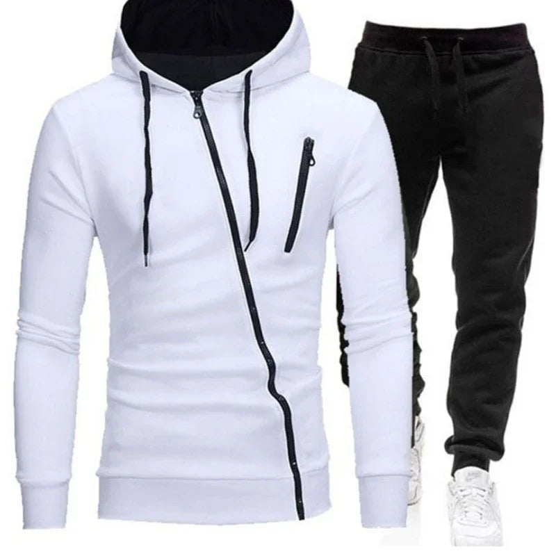 Felpa con Cappuccio Uomo e Pantaloni 2 Pezzi Tuta Sportiva Jogging Set Primavera Autunno Abbigliamento Casual