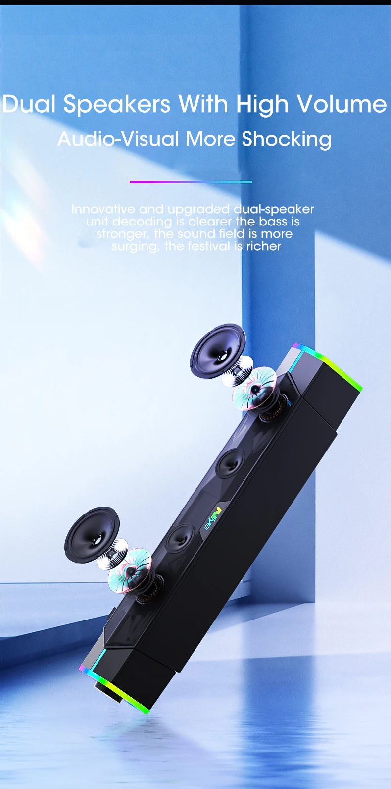 Altoparlanti Per Computer 4D Soundbar Bluetooth 5.3 Surround Con Subwoofer Per PC E Notebook