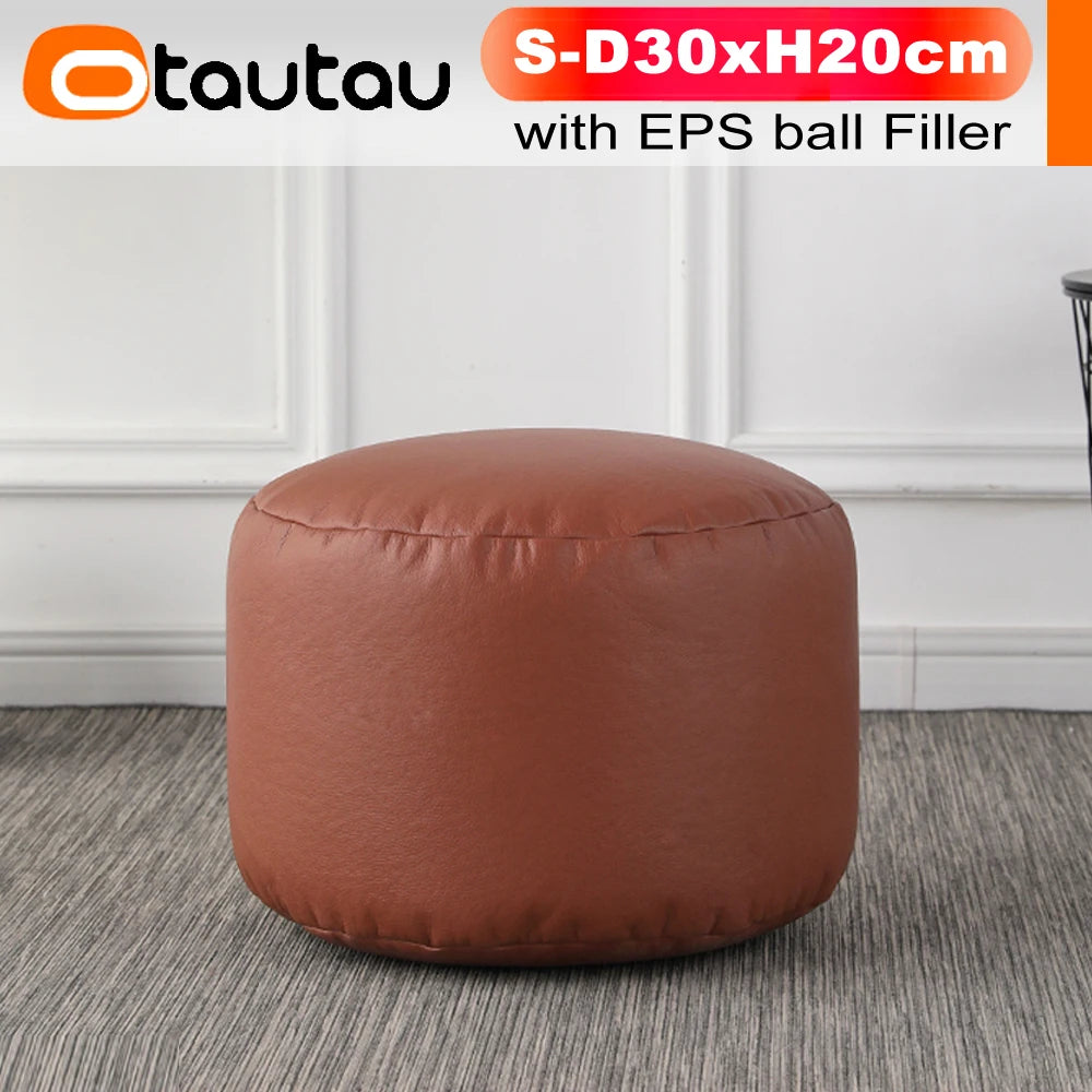 Otautau Beanbag Poggiapiedi Rotondo In Ecopelle Con Sedile Soffio D30xH20cm Sgabello Pouf Per Pavimento