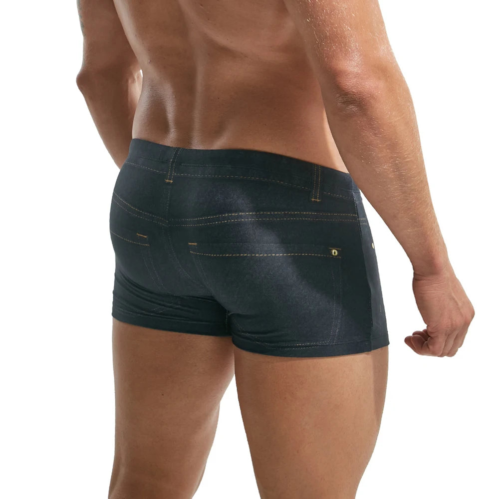 Pantaloncini Da Surf Senza Cuciture Uomo 2XL Denim Stampato Boxer Pantaloncini Da Bagno Traspiranti Sportivi
