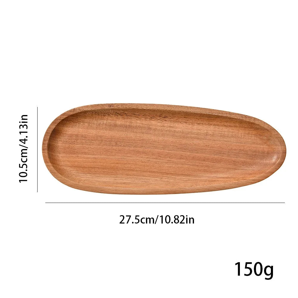 Vassoio Ovale In Legno Di Acacia Piatto Da Portata Per Bevande Teaboard Per Tè Naturale Snack