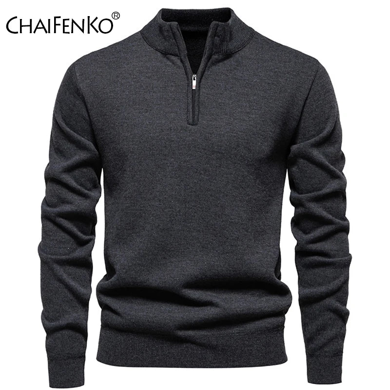 Maglione Uomo Pile Spesso Autunno Inverno Slim Fit Con Mezza Cerniera Collo A O Solido Versatile Nuovo