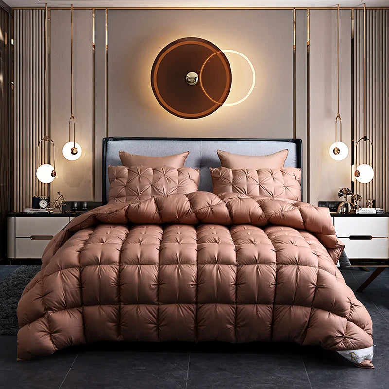 Piumino In Piuma Oca Bianca Caldo Inverno Spesso 3D Imbottitura Coperta Trapunta Letto Singolo Doppia