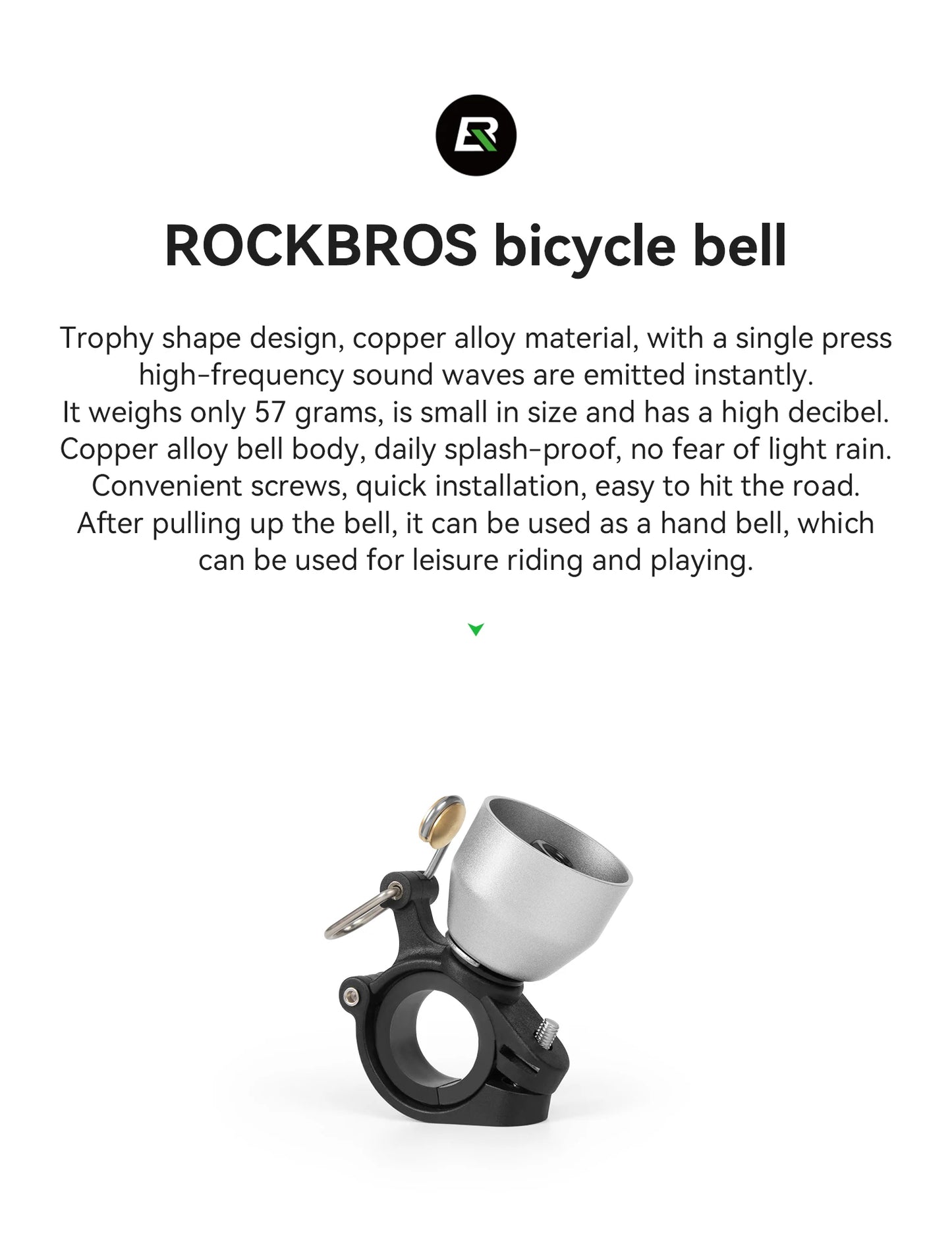 RockBros Campanello Per Bicicletta Compatto In Rame Impermeabile Avvertimento Sonoro Mini Campanello Per Clacson