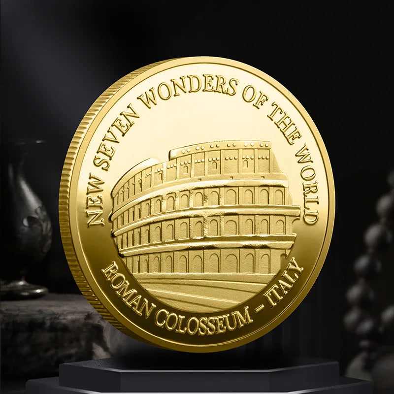 Set Di 7 Monete Placcate Oro E Argento Sette Meraviglie Del Mondo Collezione Commemorativa Viaggi