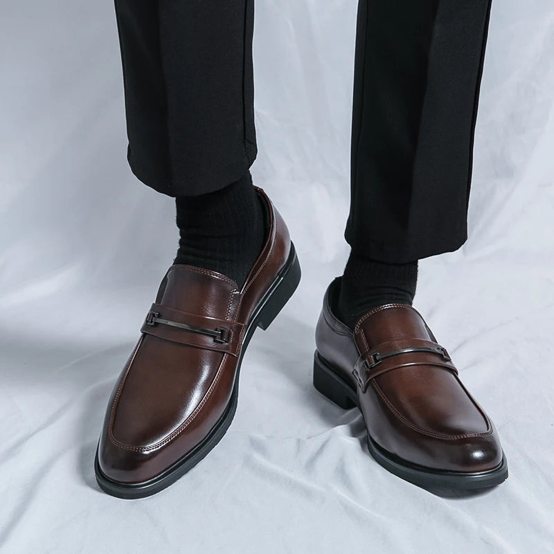 Scarpe Formali In Pelle Da Uomo Mocassini Slip On Classico Punta Tonda Traspirante Antiscivolo Per Ufficio Matrimonio