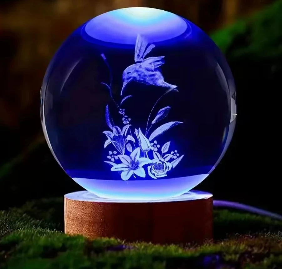 Decorazione Della Stanza Con Sfera Di Cristallo 3D E Base Led Per Luce Ambientale Nel Soggiorno
