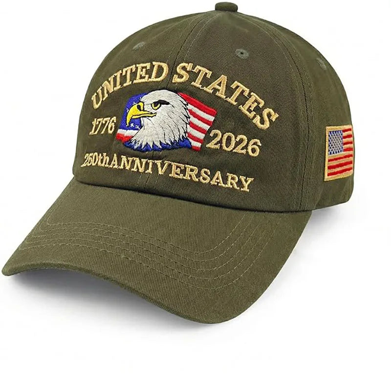 Cappello Patriottico 250esimo Anniversario USA Con Aquila Ricamata Unisex Berretto Da Baseball Elegante
