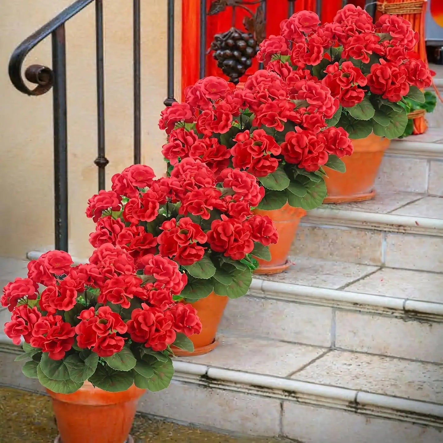 1 2 4 Pezzi Fiori Artificiali Realistici Con Fogliame Verde Per Esterni Portico Patio Finestra Fioriera Sospesa