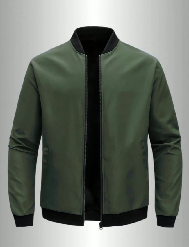 Giacca Uomo Sottile In Tinta Unita 2024 Primavera Autunno Con Colletto Baseball Corto Poliestere Business Casual