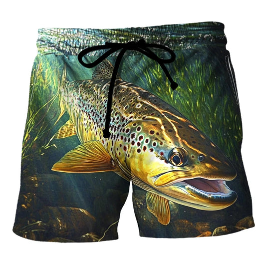 Pantaloncini Da Spiaggia Con Grafica Pesce Alla Moda Stampa 3D Per Pesca Casual Traspiranti Ad Asciugatura Rapida Uomo