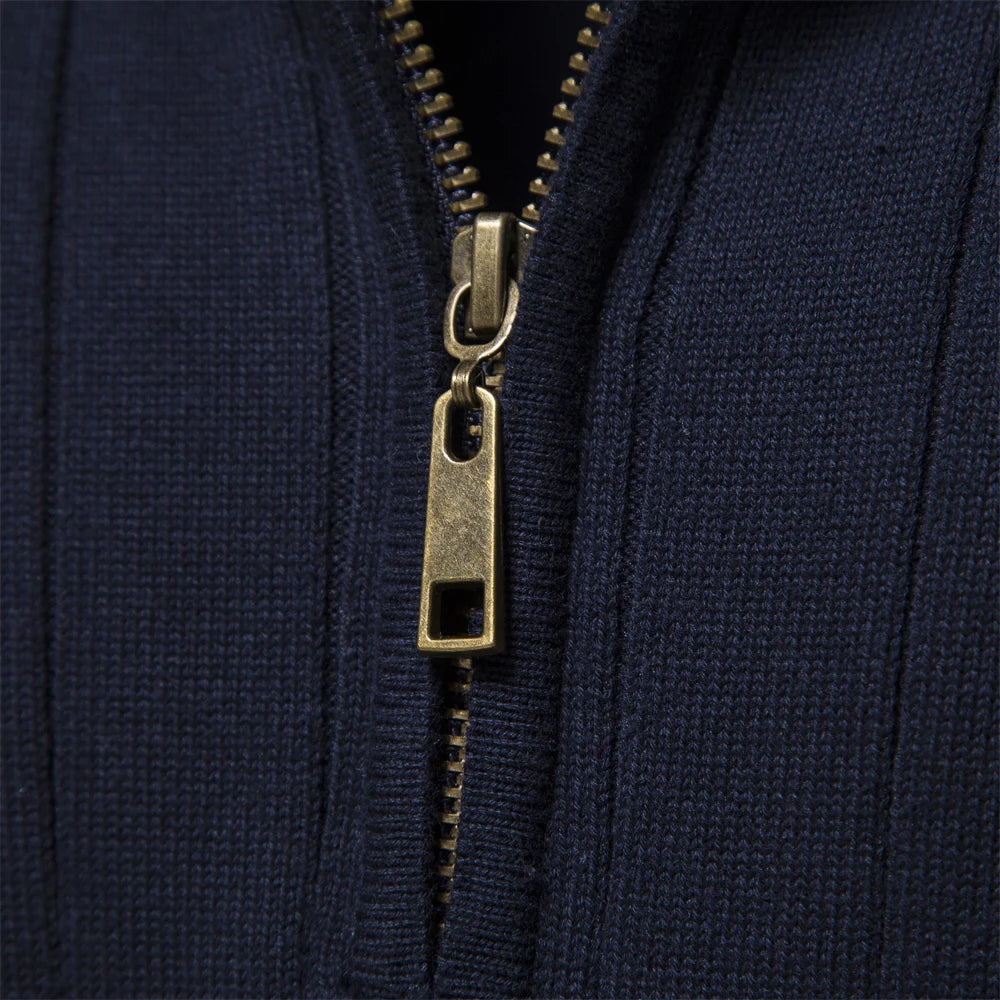 Maglione Uomo Cotone Con Cerniera Autunno Inverno Colletto Coreano Alta Qualità Caldo