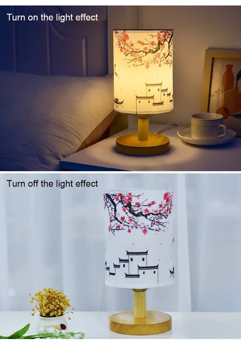Lampada Da Tavolo Led Decorazione Scrivania Con Dimmer Spina UE Luce Notturna Per Camera Da Letto In Stile Cinese