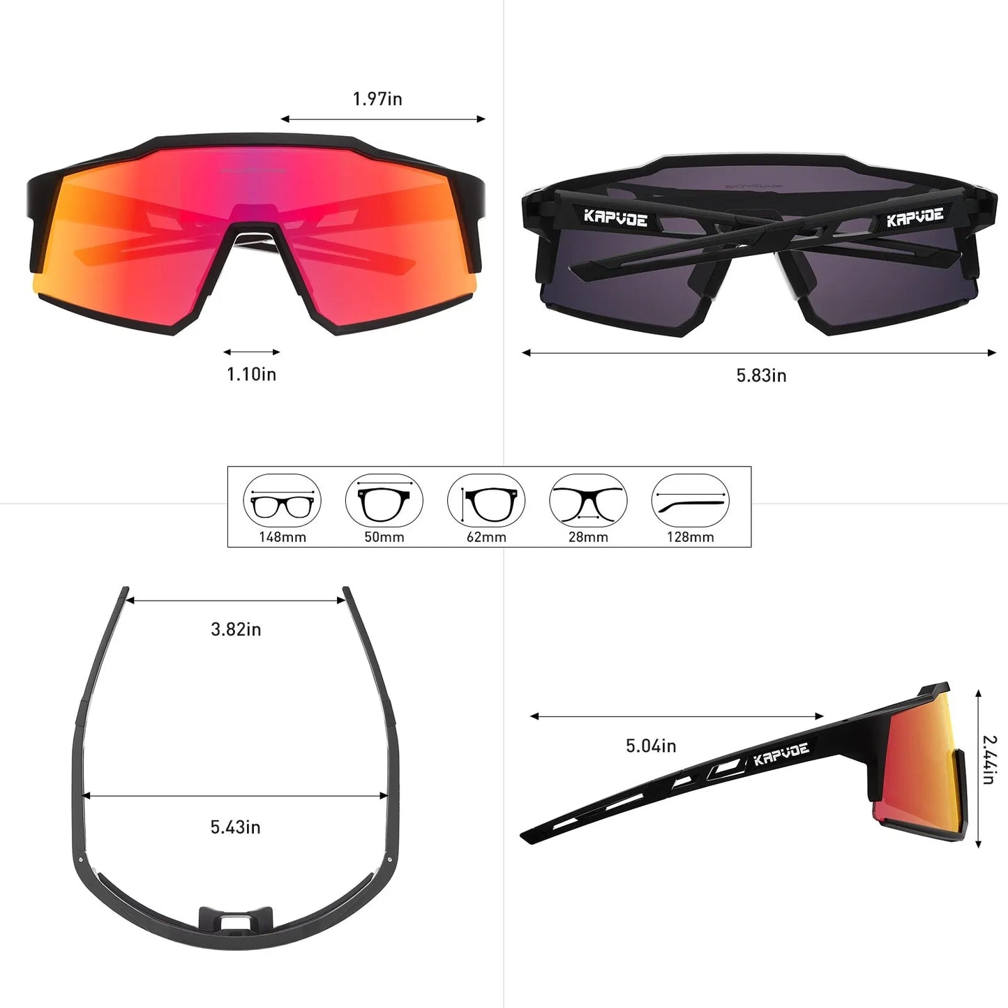 Kapvoe Occhiali Da Ciclismo Polarizzati UV400 Leggeri Per Bici Strada MTB Attrezzatura Sportiva