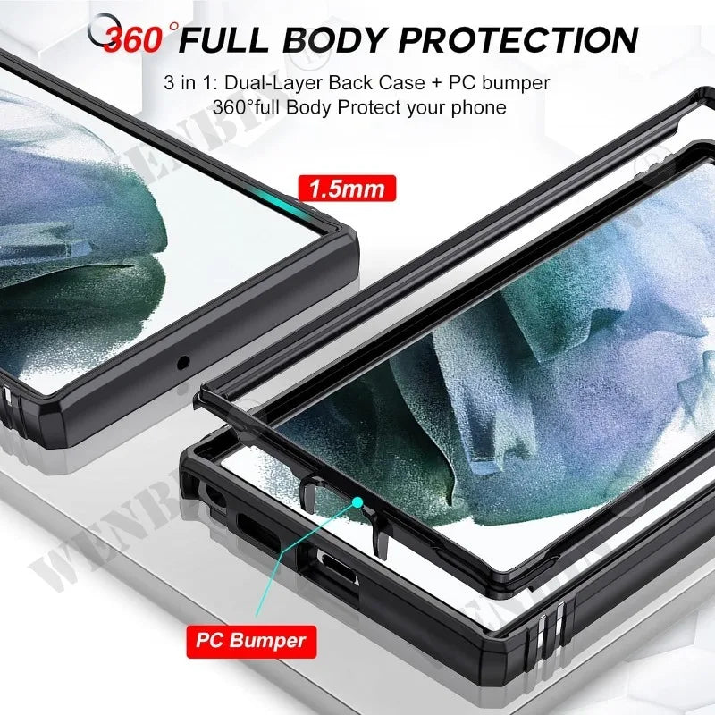 Custodia Resistente Con Cavalletto 360 Gradi Per Samsung S26 Ultra S25 S24 S23 Plus 5G Con Fotocamera Esterna
