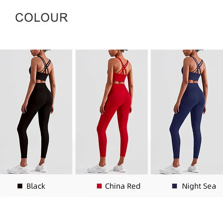 Tuta Da Yoga Due Pezzi Da Donna Abbigliamento Sportivo Per Pilates E Fitness Leggings Reggiseno Sportivo Traspirante