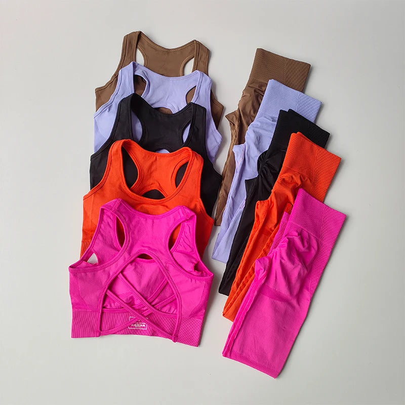 Reggiseno Sportivo Donna 2 Pezzi Set Canotta Fitness Reggiseno Antiurto Leggings Corsa Tuta Yoga Bellissimo Posteriore