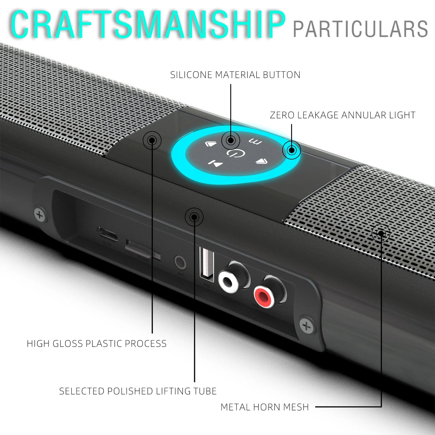 Homefish BS20 Altoparlante Bluetooth Luce Ambientale RGB 4 Altoparlanti 6 Effetti Sonori EQ Supporta TF USB AUX RCA FM