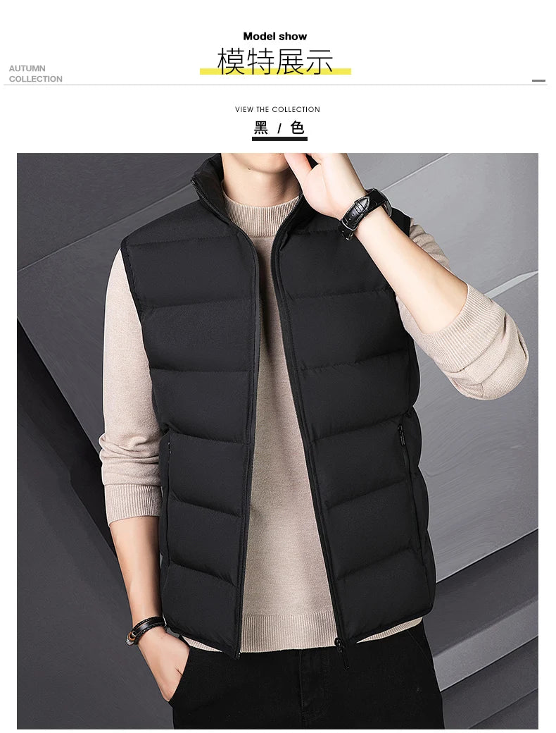 Gilet da Uomo con Colletto Rialzato Mandarino Elegante e Casual per Abiti Autunnali Invernali Spesso Caldo