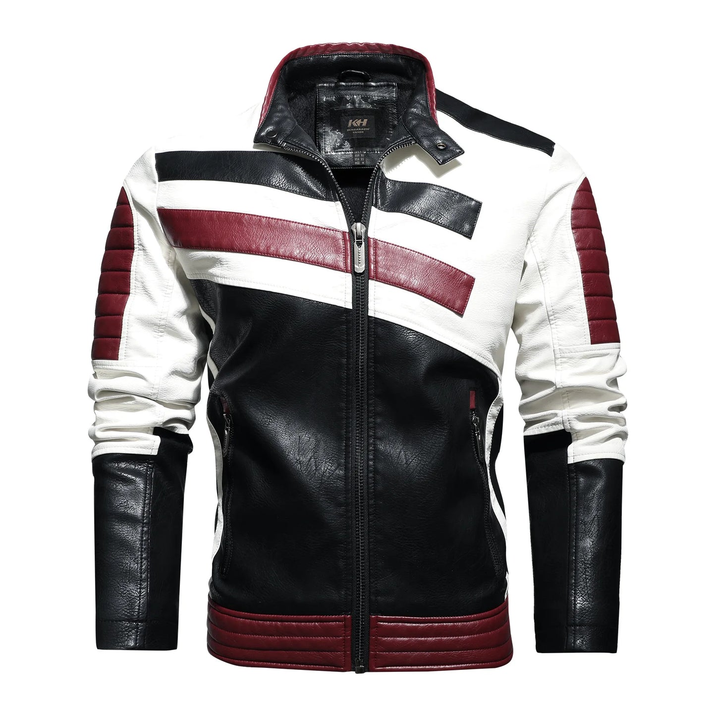 Dimusi Giacche Invernali Uomo In PU Stile Moto Vintage Cerniera Ecopelle Biker Con Cappuccio Nero Blu Rosso Vino